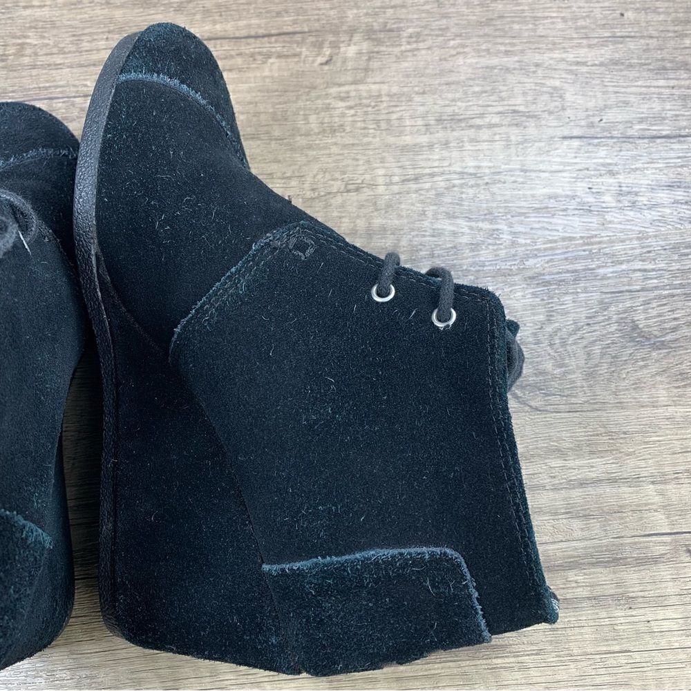 TOMS~Women's~Black Suede Nubuck Desert Lace Up Wedge Ankle Boots~Size 7 - Picture 7 of 11